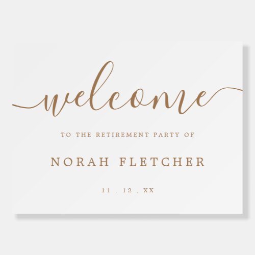 Elegant Gold Calligraphy Retirement Party Welcome