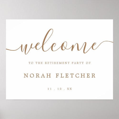 Elegant Gold Calligraphy Retirement Party Welcome