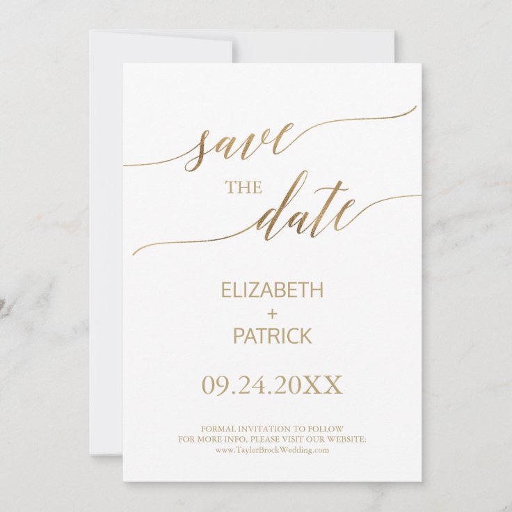 Elegant Gold Calligraphy Save the Date | Zazzle