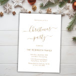 Elegant Gold Calligraphy Script Christmas Party Invitation<br><div class="desc">Modern Gold Calligraphy Script Minimalist Christmas Party Invitations is perfect for a simple Christmas event. Features an elegant „Christmas Party” text in a beautiful hand lettered swirly swash-tail font script type in gold on white color background. Easy to personalize with your name and party details.</div>