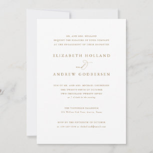 Elegant Gold Calligraphy Script Engagement Party Invitation