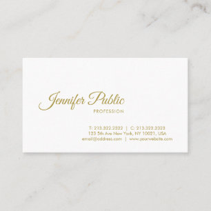 Elegant Gold Calligraphy Script Minimalistic Plain Business Card