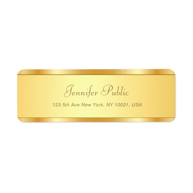 Elegant Gold Calligraphy Script Name Text Modern Label (Front)