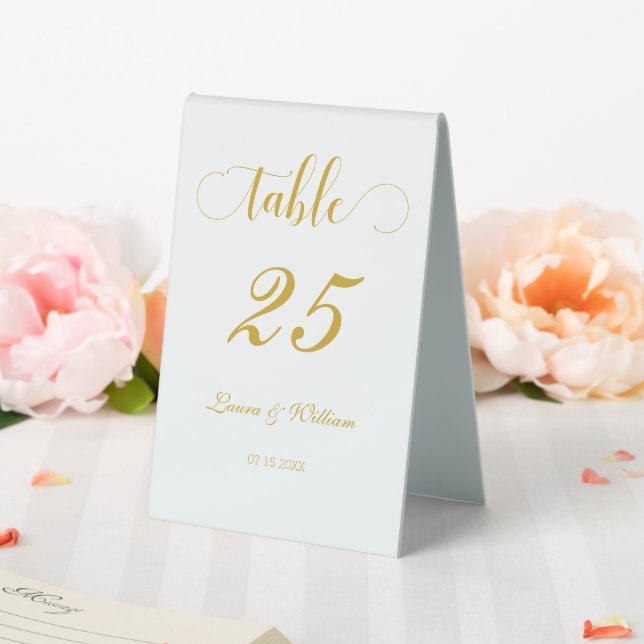 Elegant Gold Calligraphy Script Table Number Tent (In SItu (Wedding))
