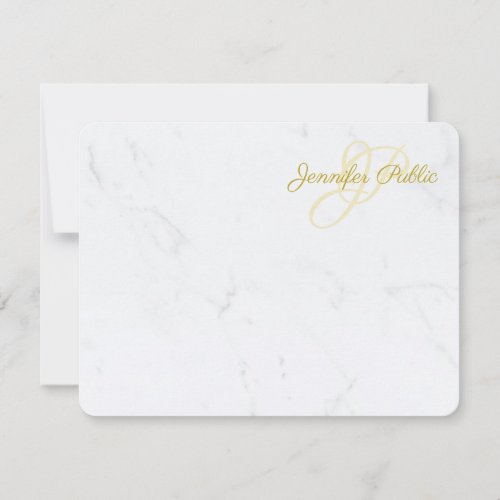 Elegant Gold Calligraphy Script Text Marble Modern Note Card