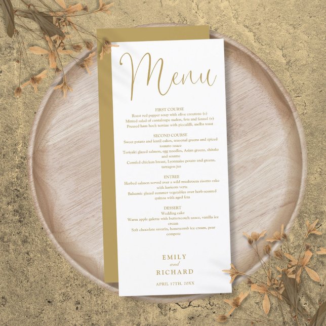 Elegant Gold Calligraphy Script Wedding Menu (Elegant Gold Calligraphy Script Wedding Menu)