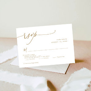 Elegant Gold Calligraphy Script Wedding RSVP Card