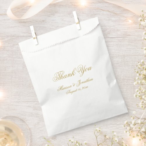 Elegant Gold Calligraphy Script Wedding Thank You Favor Bag