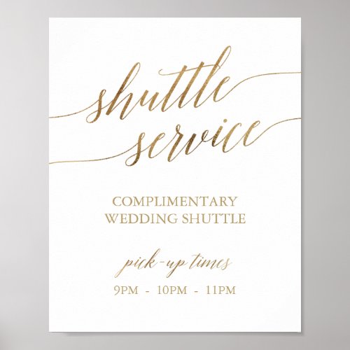 Elegant Gold Calligraphy Shuttle Service Sign
