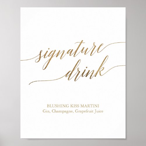 Elegant Gold Calligraphy Signature Drink Sign