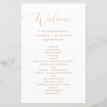 Elegant Gold Calligraphy Simple Wedding Program by RemioniArt at Zazzle