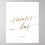Elegant Gold Calligraphy S'mores Bar Sign<br><div class="desc">This elegant gold calligraphy s'mores bar sign is perfect for a simple wedding. The neutral design features a minimalist poster decorated with romantic and whimsical faux gold foil typography. Please Note: This design does not feature real gold foil. It is a high quality graphic made to look like gold foil....</div>