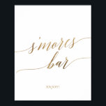 Elegant Gold Calligraphy S'mores Bar Sign<br><div class="desc">This elegant gold calligraphy s'mores bar sign is perfect for a simple wedding. The neutral design features a minimalist poster decorated with romantic and whimsical faux gold foil typography. Please Note: This design does not feature real gold foil. It is a high quality graphic made to look like gold foil....</div>