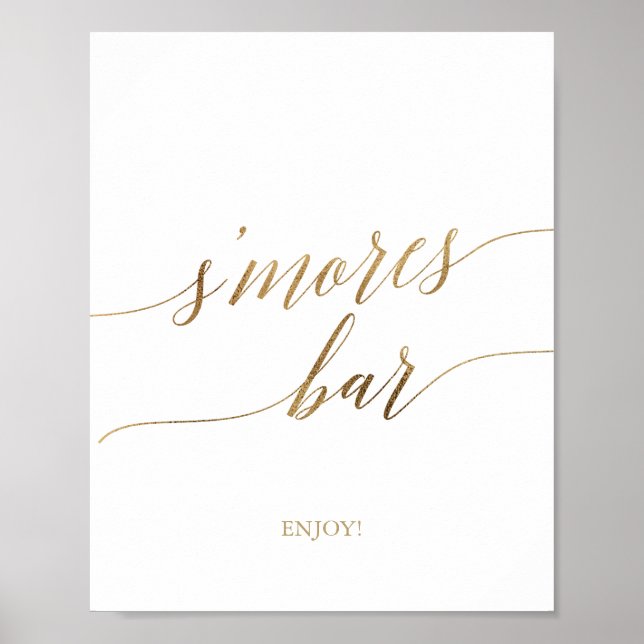 Elegant Gold Calligraphy S'mores Bar Sign (Front)