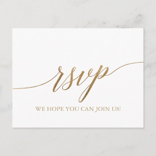 Elegant Gold Calligraphy Song Reques RSVP Postcard
