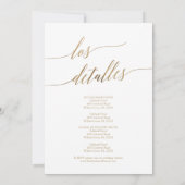 Elegant Gold Calligraphy | Spanish Details Wedding Invitation (Back)