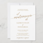 Elegant Gold Calligraphy | Spanish Details Wedding Invitation (Front)