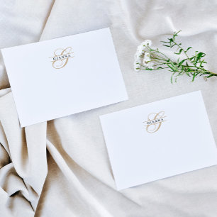 Elegant Gold Calligraphy Split Monogram Note Card