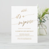 Elegant Gold Calligraphy Surprise Party Invitation (Standing Front)