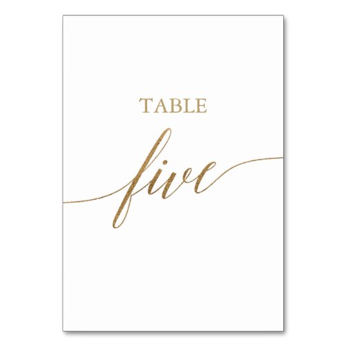 Elegant Gold Calligraphy Table Five Table Number