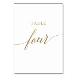 Elegant Gold Calligraphy Table Four Table Number Elegant Gold Calligraphy Table Four Table Number