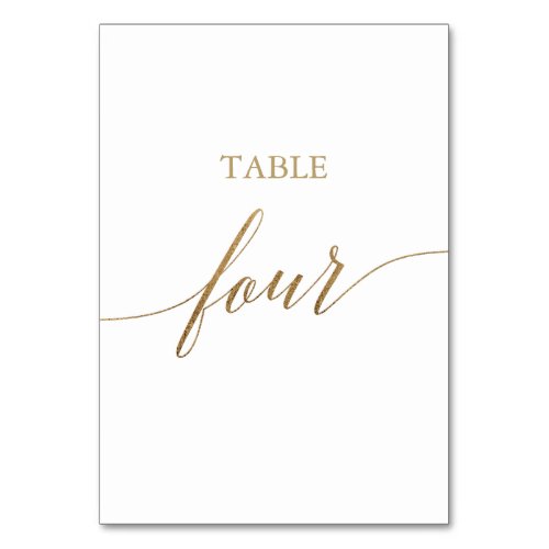 Elegant Gold Calligraphy Table Four Table Number