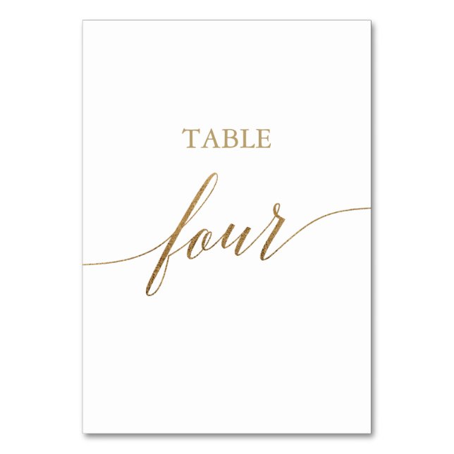 Elegant Gold Calligraphy Table Four Table Number (Front)