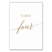 Elegant Gold Calligraphy Table Four Table Number (Back)