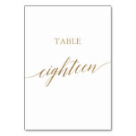 Elegant Gold Calligraphy Table Number Eighteen