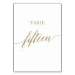 Elegant Gold Calligraphy Table Number Fifteen