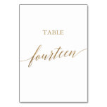 Elegant Gold Calligraphy Table Number Fourteen Elegant Gold Calligraphy Table Number Fourteen