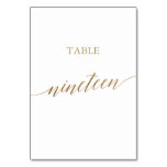 Elegant Gold Calligraphy Table Number Nineteen Elegant Gold Calligraphy Table Number Nineteen