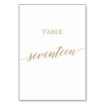 Elegant Gold Calligraphy Table Number Seventeen Elegant Gold Calligraphy Table Number Seventeen