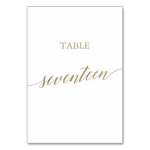 Elegant Gold Calligraphy Table Number Seventeen