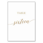 Elegant Gold Calligraphy Table Number Sixteen