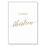 Elegant Gold Calligraphy Table Number Thirteen Elegant Gold Calligraphy Table Number Thirteen