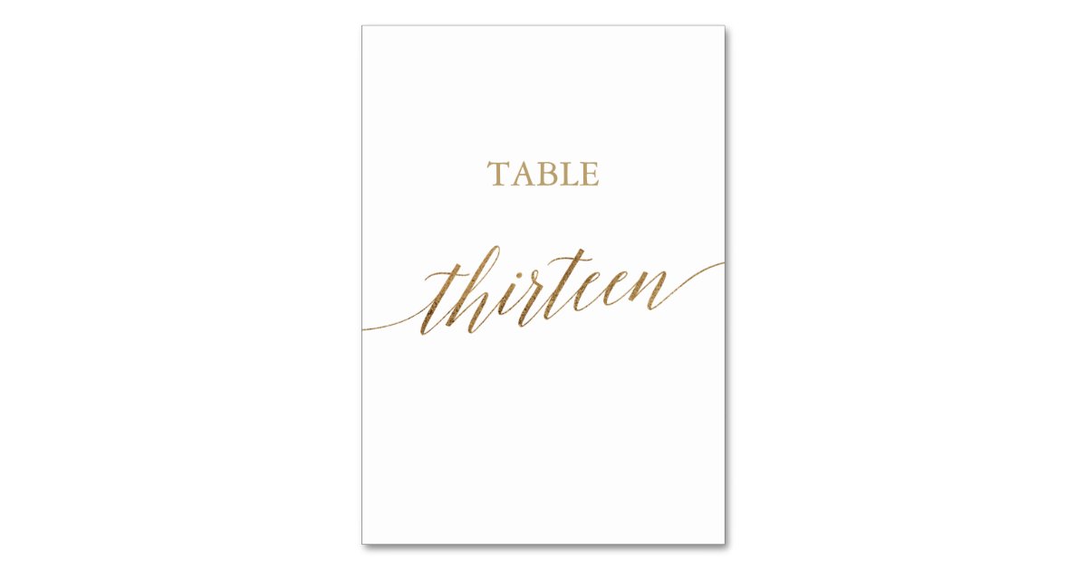 Elegant Gold Calligraphy Table Number Thirteen | Zazzle