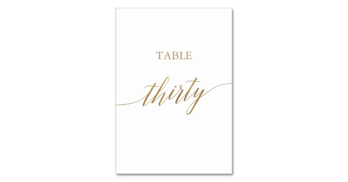 Elegant Gold Calligraphy Table Number Thirty | Zazzle