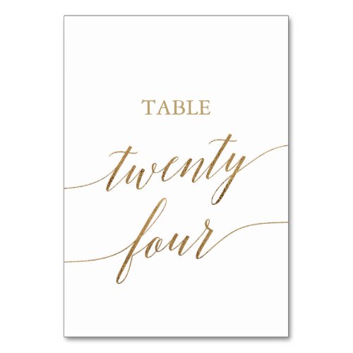 Elegant Gold Calligraphy Table Number Twenty Four