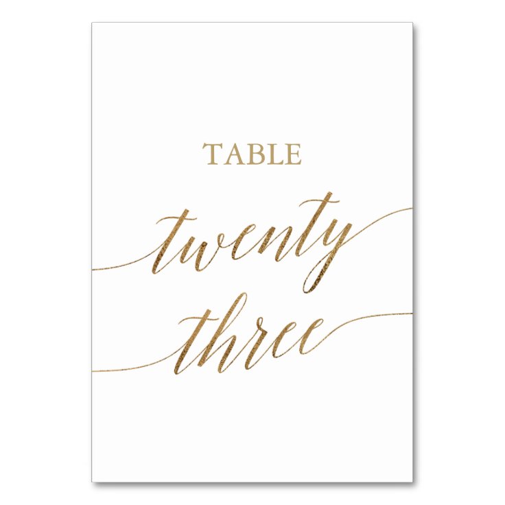 Elegant Gold Calligraphy Table Number Twenty Three | Zazzle