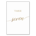 Elegant Gold Calligraphy Table Seven Table Number