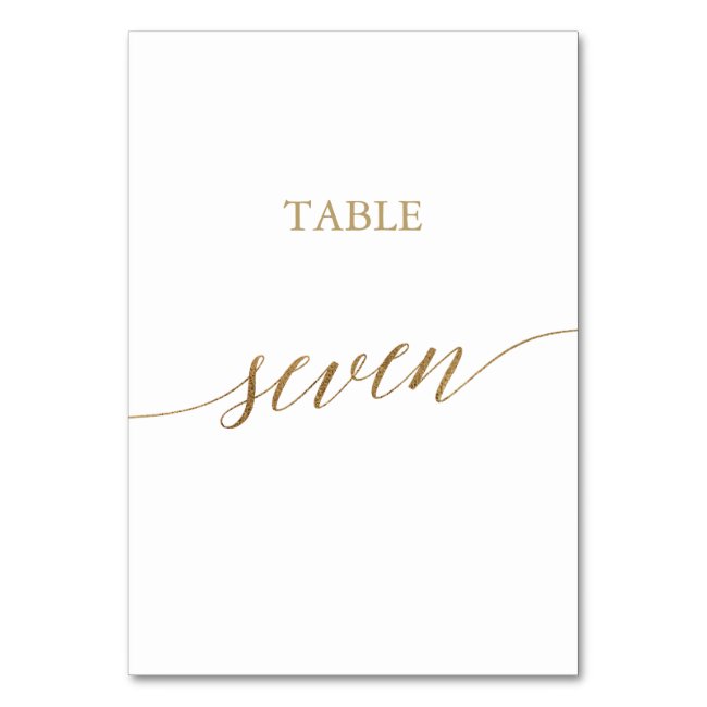 Elegant Gold Calligraphy Table Seven Table Number