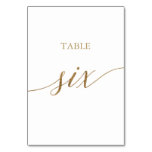 Elegant Gold Calligraphy Table Six Table Number