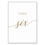 Elegant Gold Calligraphy Table Six Table Number Elegant Gold Calligraphy Table Six Table Number
