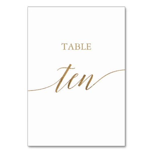 Elegant Gold Calligraphy Table Ten Table Number