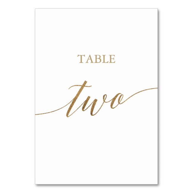 Elegant Gold Calligraphy Table Two Table Number