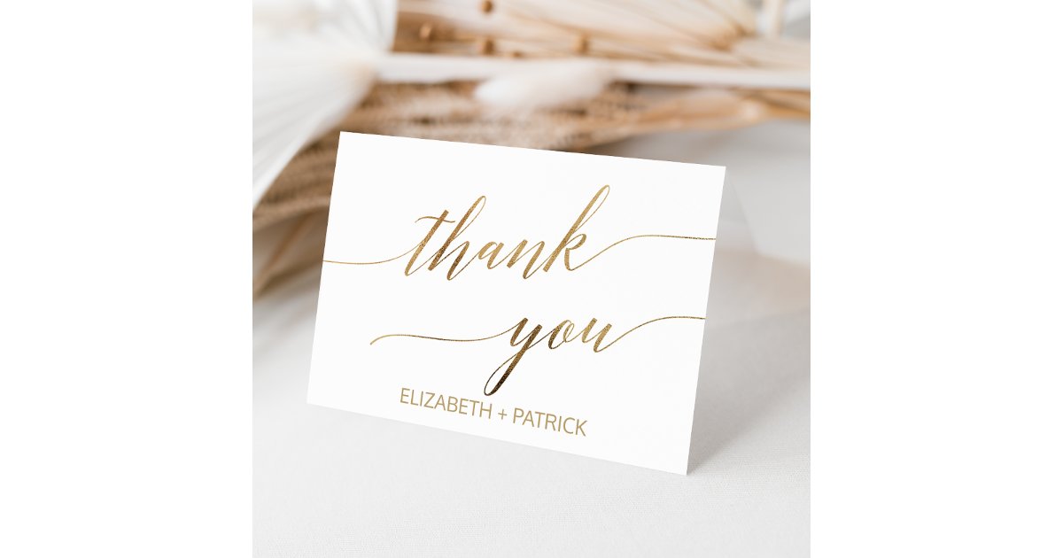 Elegant Gold Calligraphy Thank You Card | Zazzle