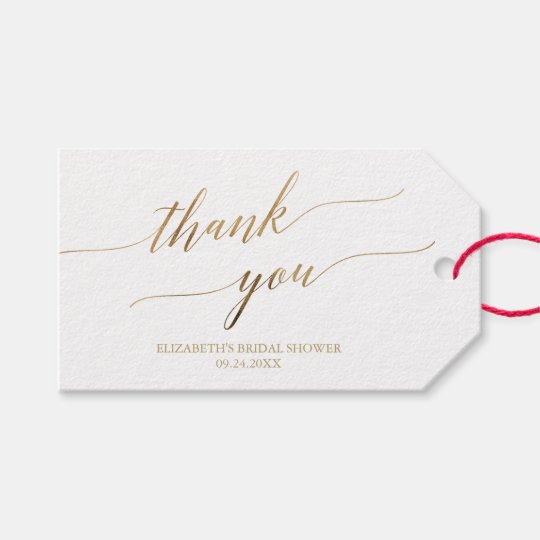 Elegant Gold Calligraphy Thank You Favor Gift Tags | Zazzle.com