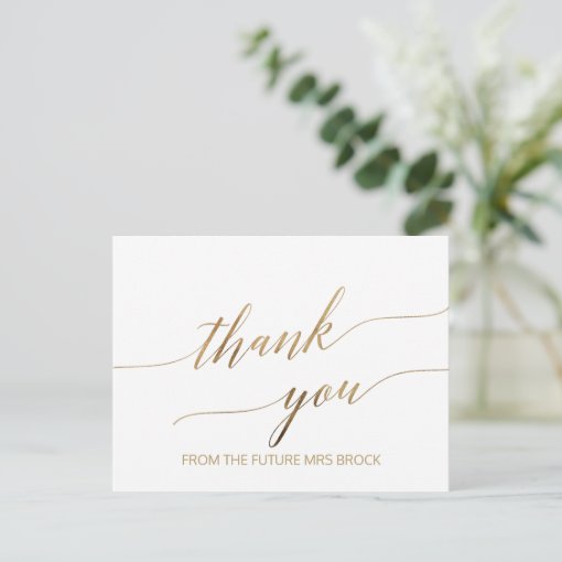 Elegant Gold Calligraphy Thank You Postcard | Zazzle