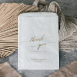 Elegant Gold Calligraphy Thank You Wedding Favor Bag<br><div class="desc">These elegant gold calligraphy thank you wedding favor bags are perfect for a simple wedding. The neutral design features a minimalist favor bag decorated with romantic and whimsical faux gold foil typography. Personalize the treat bags with a thank you message, your names, and the date. These treat bags can be...</div>